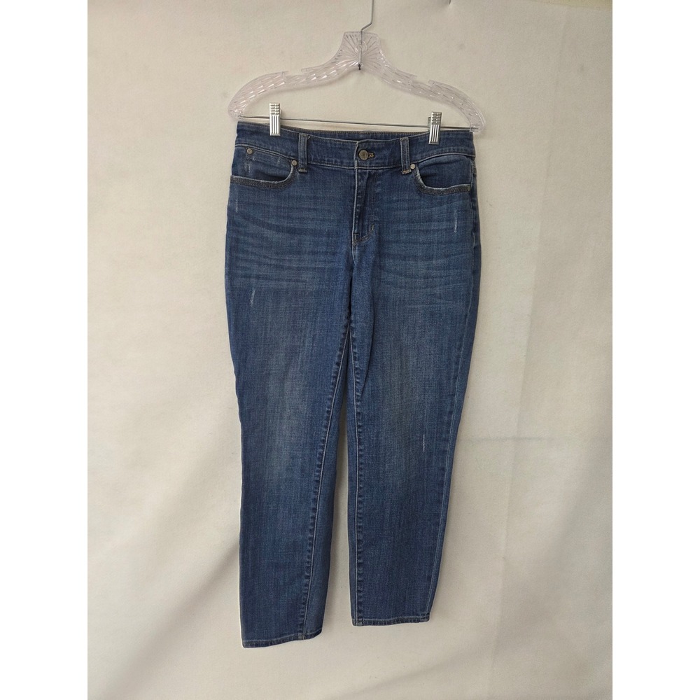 Talbots Flawless Five-Pocket Boyfriend Jeans Blue Petite 4P Distressed Stretch
